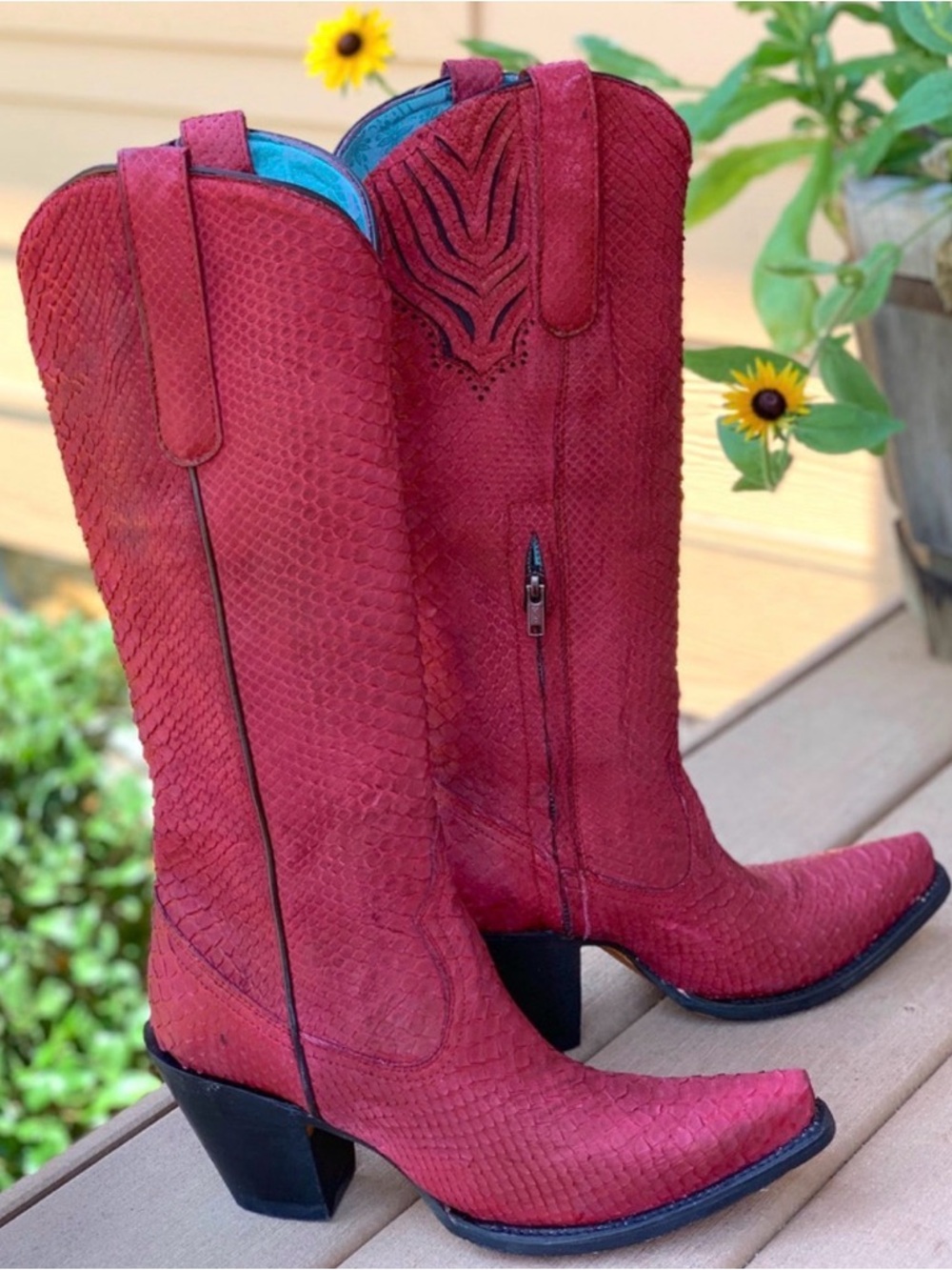 Corral Red Snakeskin Western Heeled Boots